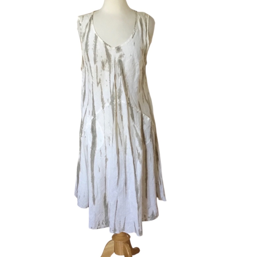 Luna Luz Tie Dye Sleeveless Linen Pocket Dress